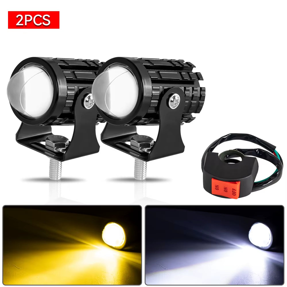 2Pcs Motorcycle Led Headlight 12V High Bright Led Lights Lamp for Motorbike Moto Led Auxiliary Spotlights